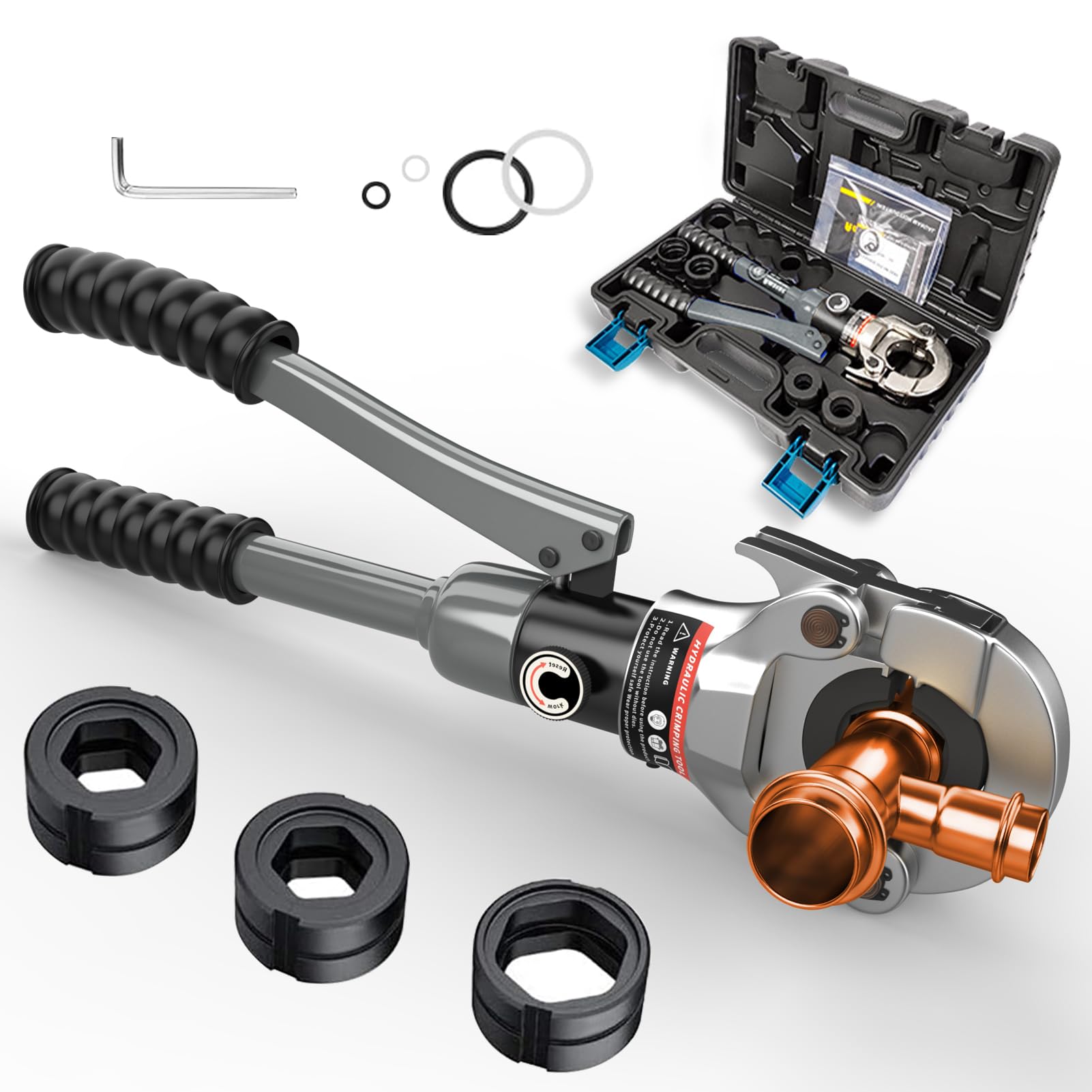 Photo 1 of Hydraulic Crimping Tool, Copper Propress Tool with 1/2",3/4" and 1", Press Tool for Copper Pipe for Narrow Space and Tee Fitting, Hydraulically Driven