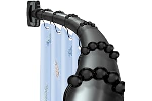 Black Curved Shower Curtain Rod,40-78 inches Adjustable Splicing Design Shower rod curved, Rustproof Curved Round Shower Curt
