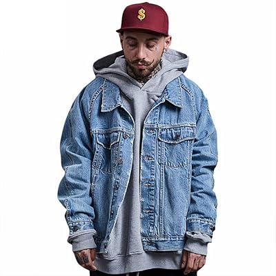 Men's Oversized Vintage Denim Jeans Jacket with Kuwait Ubuy