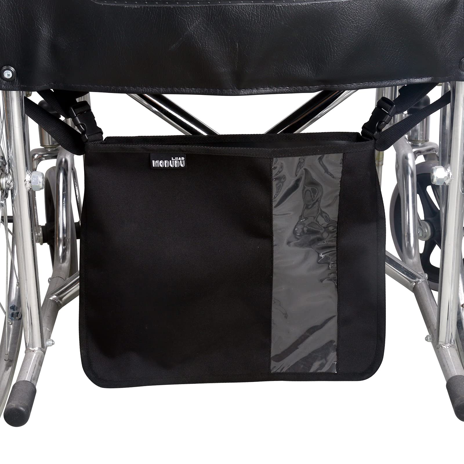 Photo 1 of LEAD MODUDU Wheelchair Under Basket for Catheter Bag Covers Infusion Bag Foley Catheter Bag Urine Drainage Bag Holder Inspection Window Nephrostomy Drainag Bag (Black)