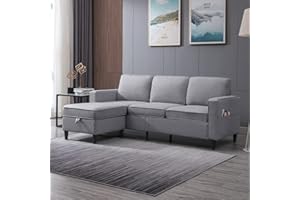 ZAFLY Convertible Sectional Couch Modular L Shape Sofa with Storage Ottoman Sets 3-Seat Couches for Small Space Living Room Bedroom Office