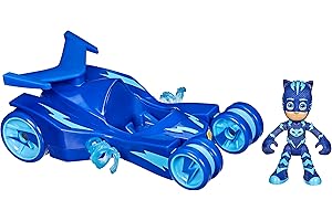 PJ Masks Catboy Deluxe Vehicle Preschool Toy, Cat-Car Toy with Spinning Super Cat Stripes and Catboy Action Figure for Kids Ages 3 and Up