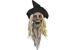SUN-STAR Sunstar - Scary Halloween Animatronic Haunted Scarecrow with LED Light Up Red Eyes, Indoor Outdoor Decorations