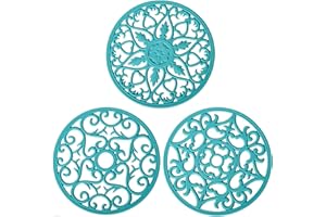SMITHCRAFT Smitchraft Silicone Trivets Hot Dishes, Pots & Pans, Hot Pads Kitchen Quartz Countertops, Pot Holders Trivet Mat, Non-Stick Heat Resistant Mats Counter & Table, Teal Kitchen Decor Accessories Set 3