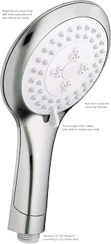 Bristan Evo 120mm 3 Mode Chrome Shower Head Handset Rub Clean Nozzles EVC view 2