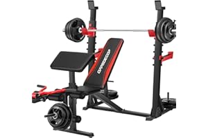 OPPSDECOR 900LBS Weight Bench Set with Squat Rack Preacher Curl Weight Bench with Leg Extension Bench Press Set Workout Bench for Home Gym Full Body Workout