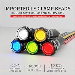 FILN 3 Pcs LED 8MM (5/16'') 12V Metal Indicator