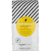 Amazon Fresh, Just Bright Whole Bean Coffee, Light Roast, 12 Oz