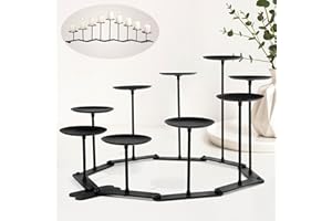 EALPVIS Candelabra Fireplace Candle Holder: 9 Black Iron Candelabra Fireplace Candle Holder for Pillar Candles