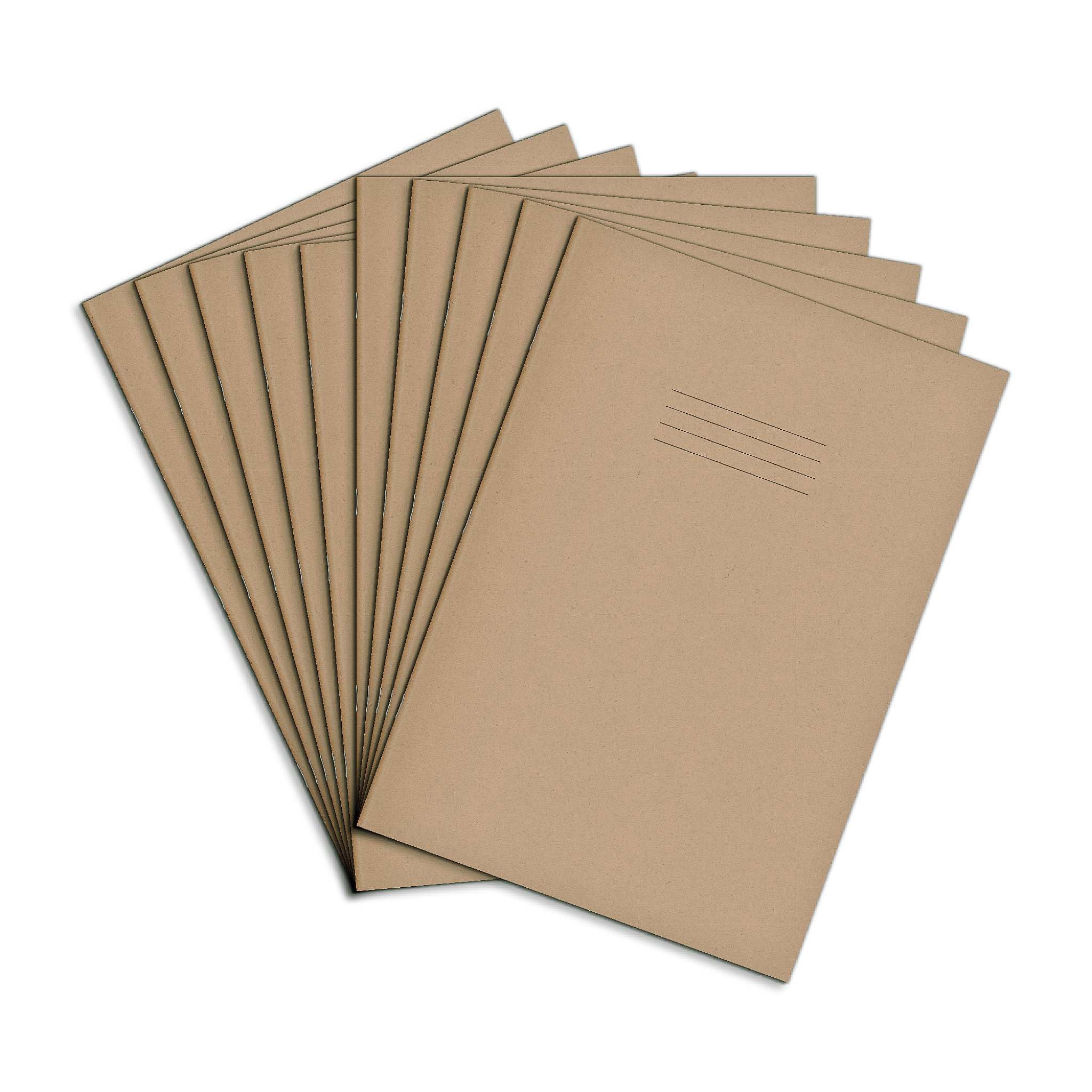 Rhino A4 Exercise Books, 64-Page/Blank Paper Notebook, 10-Pack, Office & School Stationery Supplies, Buff — image 1