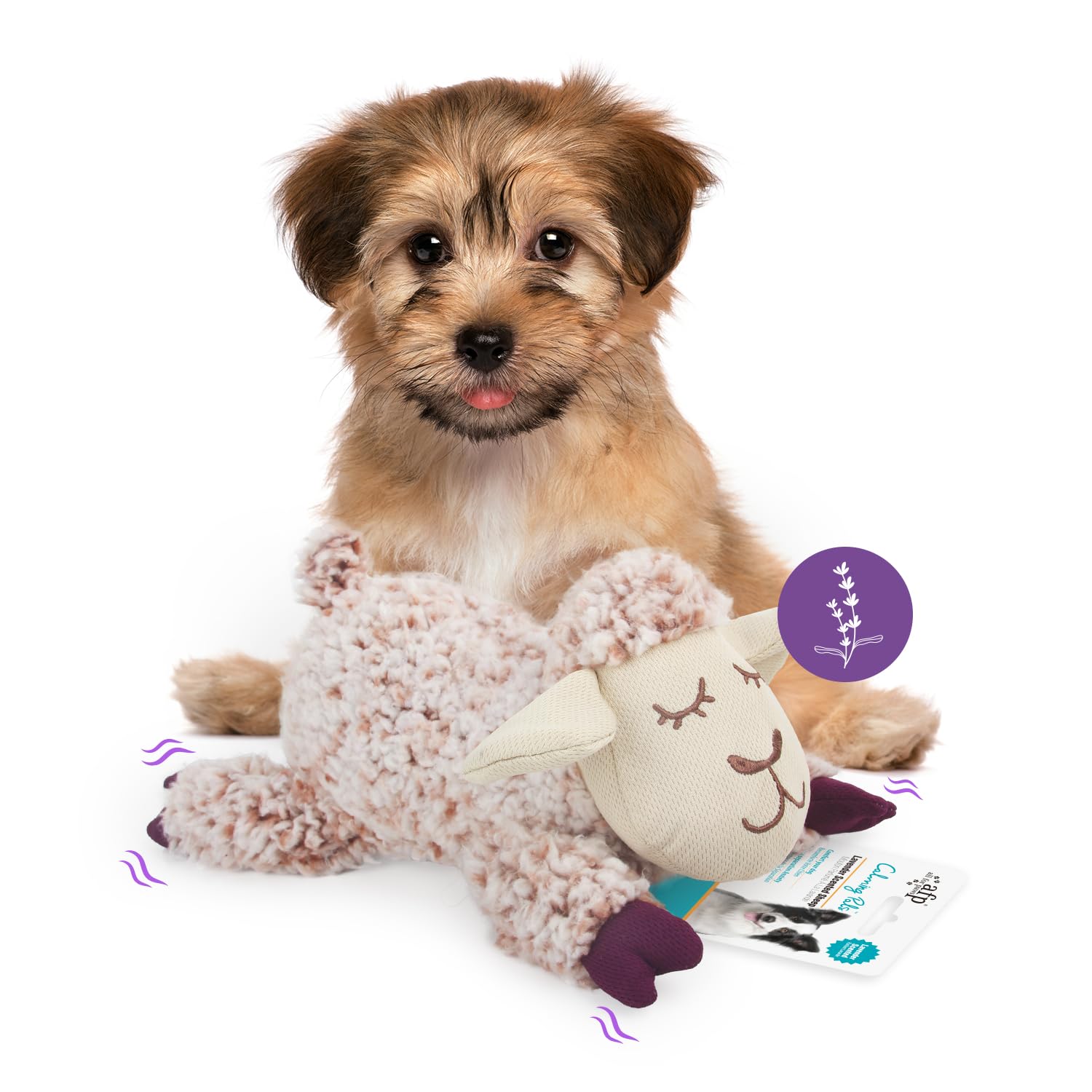 ALL FOR PAWS Puppy Plush Snuggling Toy with Squeaker, Lavender Scented Dog Sleep Aid & Anxiety Relief Toy, Sheep