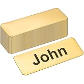 PATIKIL 3"x1" Stainless Steel Laser Engraved Mount Metal Name Plate, 30 Pack Self Adhesive Sign Personalized Custom Blank Plate for DIY Laser Printing, Notched Corner Gold