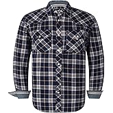 Men's Western Flannel Casual Shirt Two Pocket Long Sleeve Snap Shirt