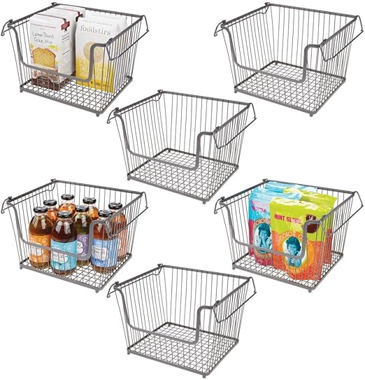Amazon Com Mdesign Modern Stackable Metal Storage Organizer Bin