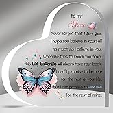 Niece Inspirational Gifts Acrylic Plaques My Girl Graduation Gift Women Birthday Christmas Appreciate Cute Butterfly Signs for Her Best Go to University Encourage Souvenirs From Uncle Auntie
