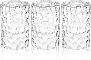 Teenyyou 6 Pcs Clear Hammered Glass Shade Replacements for Pendant Light Fixtures Glass Lamp Shade Cover, 1-5/8 Inch Fitter, 4"w x 6"h, Replacement Lamp Globe for Chandelier Wall Light