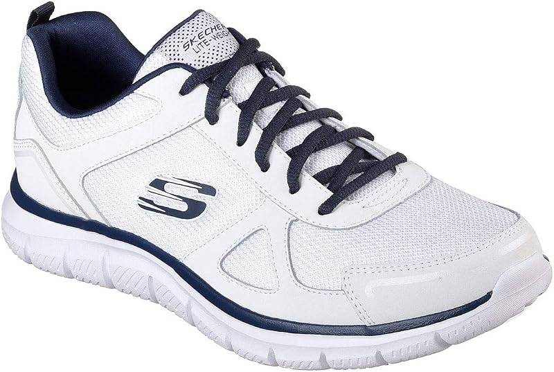 Track Scloric, ténis masculinos, Acabamento Azul-marinho em malha de couro branco Pu, 43 EU