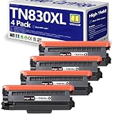 Compatible TN830XL TN830 Toner Cartridge Replacement for Brother TN-830XL TN-830 XL TN830xl/v Toner with DCP-L2640DW HL-L2460DW HL-L2480DW HL-L2400D HL-L2405W MFC-L2820DW Printer ,4 Pack Black