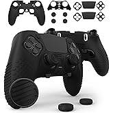 Foamy Lizard Eclipse PS5 Edge Controller Skin Combo Set | Dock Compatible, Protector Decals, Anti-Slip Soft Gel Silicone Cover, Faceplate Shell & Thumb Grips for PlayStation 5 DualSense Edge (Black)