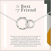 HOPE LOVE SHINE Best Friend Gift for Women - Friendship Necklace, Jewelry 16+2", Sterling Silver, 2 Interlocking Rings