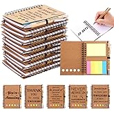 30 Sets Employee Appreciation Gifts Bulk Team College Graduate Thank You Gifts Inspirational Spiral Notebook with Sticky Note Motivational Bamboo Ballpoint Pens for Nurse Teacher Employees Coworker