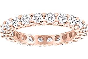 HOUSTON DIAMOND DISTRICT 1 Carat (ctw) 14K White Gold Round LAB GROWN Diamond Ladies Eternity Wedding Anniversary Stackable Ring Band Ultra Premium Collection (E-F Color VS2-SI1 Clarity)