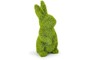 ZENSOUNDING Decorative Decorations for Easter Bunny Gifts, Moss Green Flocking Sculpture, Garden Courtyard Family Gathering Celebration Decorations (5.5in Standing Rabbit)