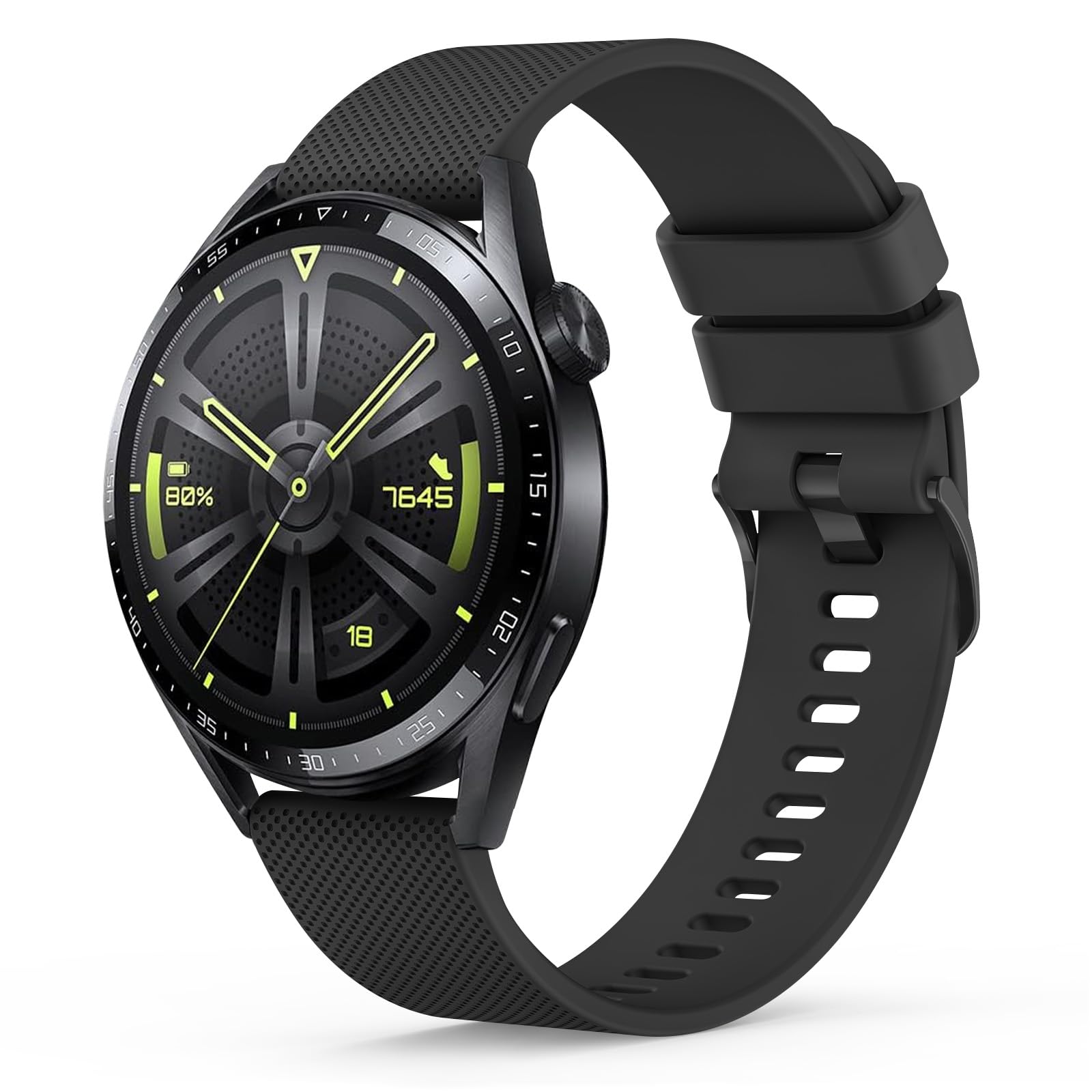 Silicone Strap for Huawei Watch 4/4 Pro/3/3 Pro,Honor MagicWatch 2/Watch GS Pro, 22mm Classic Soft Replacement Band compatible with Huawei Watch GT 4 46mm/Watch GT 3/3 Pro 46 mm/GT 2/2 Pro/2e(Black)