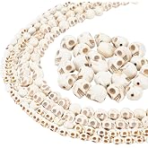arricraft 200 Pcs 3 Sizes Skull Beads Creamy White, Synthetic Turquoise Bead Strands for Halloween Jewelry Making