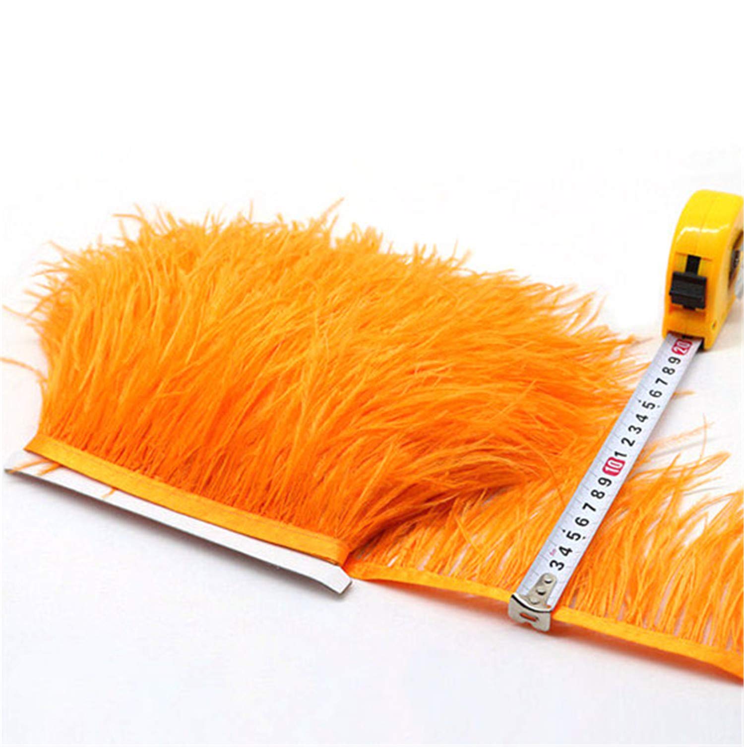 36 Colours Quality Ostrich Feather Trimming Fringe for Millinery Craft Dress Making (Orange,2 Meters)