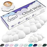 Sushret Cloud Wrist Rest Keyboard, Cloud Keyboard Wrist Pad Set with PU Leather Memory Foam, Cute Arm Rest for Palm Support, PC/Gaming Desk Accessories/Office Setup/Computer Hand Cushion - White