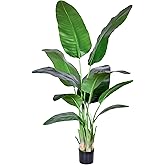 HAIHONG Artificial Bird of Paradise Plant,Faux Palm Tree Potted Plant with Real Touch Leaves,Fake Trees for Home Living Room Office Indoor Outdoor Decor(5FT-1Pack)