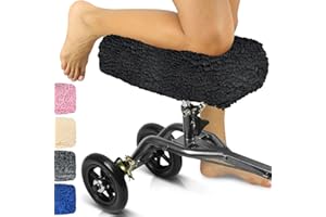 Vive Mobility Knee Scooter Pad Cover - Soft Plush Adult Sheepskin Memory Foam Cushion, Walker Accessory for Knee Roller, Padded Accessories Leg Cart Improves Comfort with Injury, Universal Fit (Black)