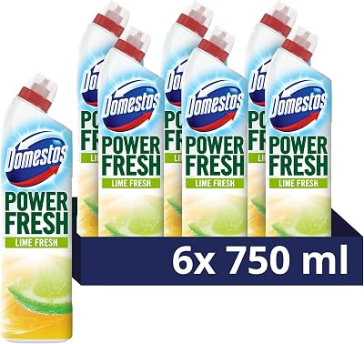 Domestos Power Fresh Lime Toilet Gel 6x750ml Removes 99.99% Germs Lime Scent