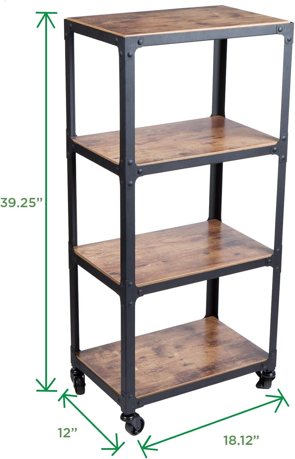 Mind Reader 4 Tier All Purpose Utility Cart, Wood/Metal, Black/Brown: Home & Kitchen