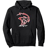 Officially Licensed Neon Red Dodge SRT Hellcat Logo Pullover Hoodie