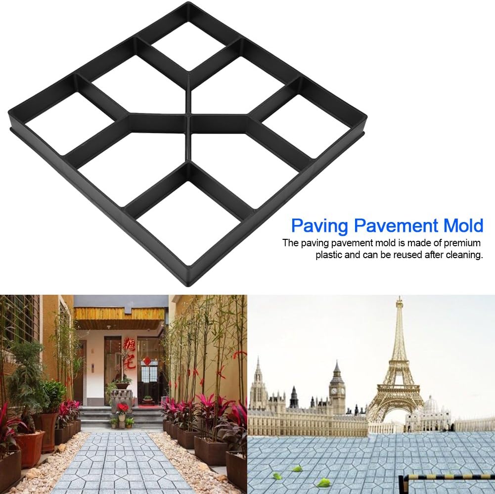 GOTOTOP Garden DIY Path Maker Mold, 40 * 40cm Plastic Road Paving Cement Mould Driveway Brick (40 * 40cm)