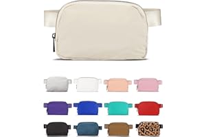 YOSHUYUKI Cross Body Fanny Packs for Women Men Fashion Waist Bag Pouch Nylon Small Travel Crossbody Bags Mini Purse Everywhere Belt Bag Bum Bag with Adjustable Strap for Workout Running Hiking Ivory