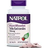 Natrol Melatonin 10mg Fast Dissolve Tablets - Strawberry Flavor, 100 Count, Sleep Support, Fast Dissolve Melatonin for Adults, 100-Day Supply