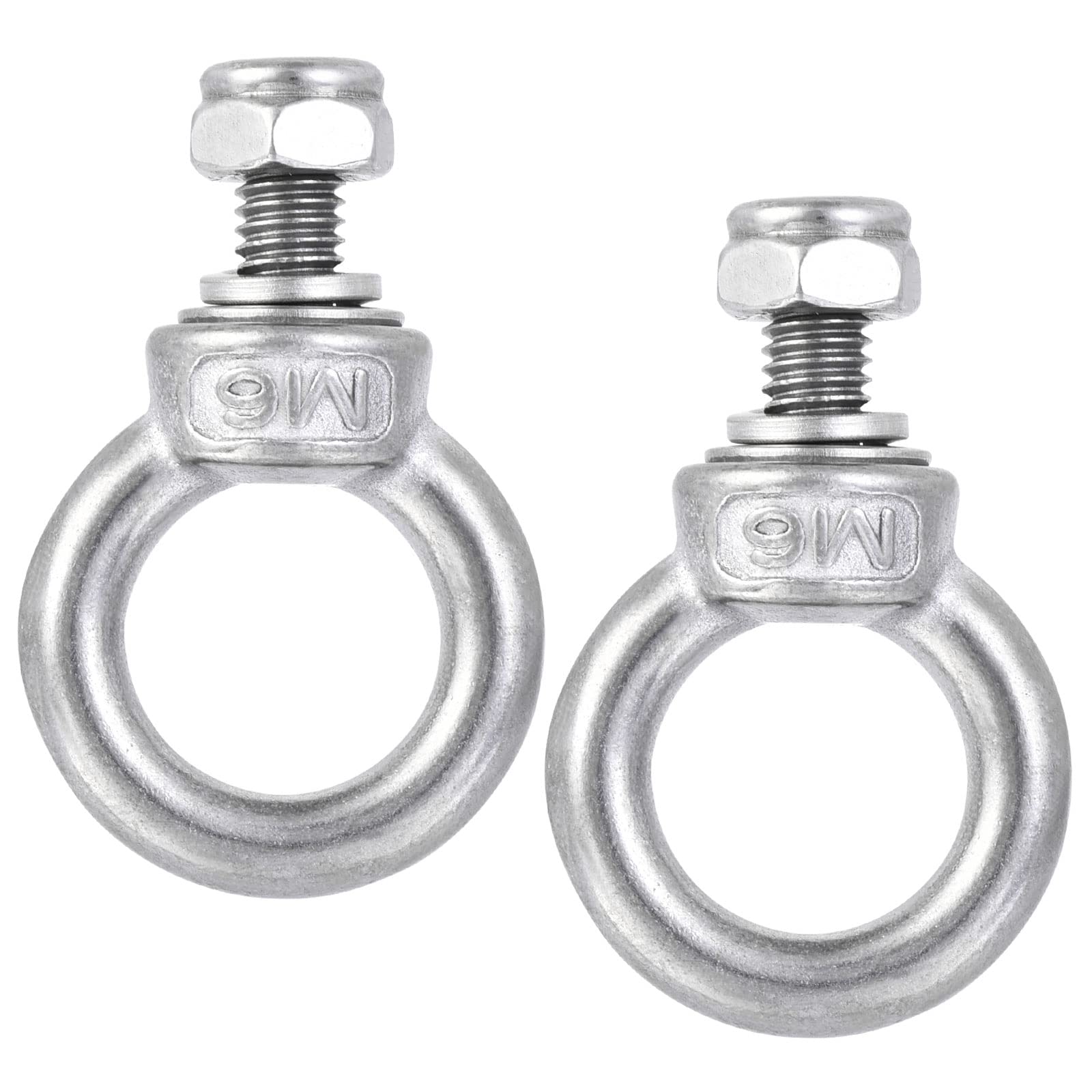 M METERXITY 2 Set Machinery Shoulder Lifting Eye Bolt - Chandelier Fence Stainless Steel Lifting Bolt with Nuts Lock Washers Flat Washers Apply to Wire Rope (M6)