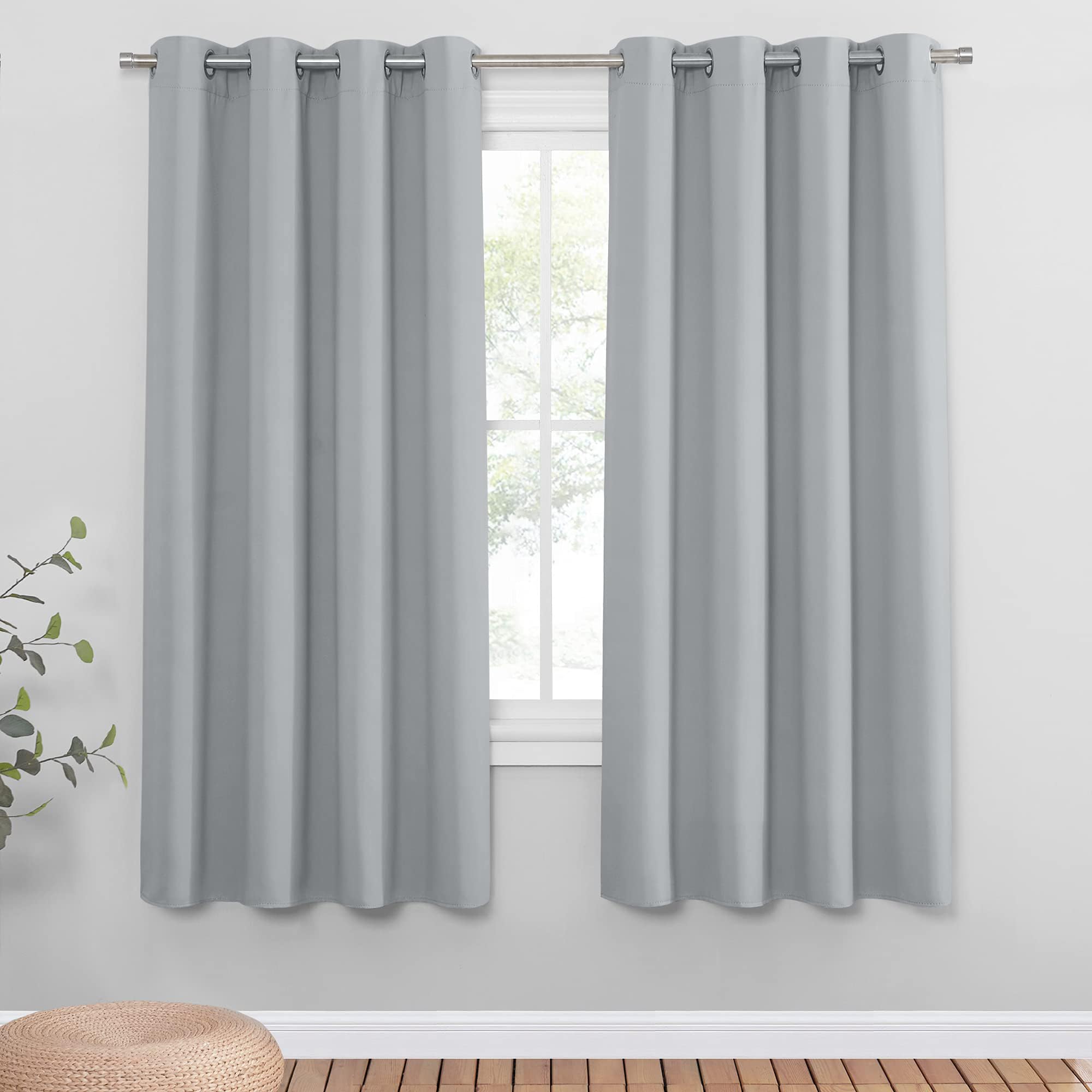 PONY DANCE Silver Grey Thermal Curtains & Drapes for Bedroom/Living Room - Blackout, Energy Saving, Privacy Protection, Light Blocking Curtains with Eyelet, 46 x 72 Inch (Width x Length) — image 1