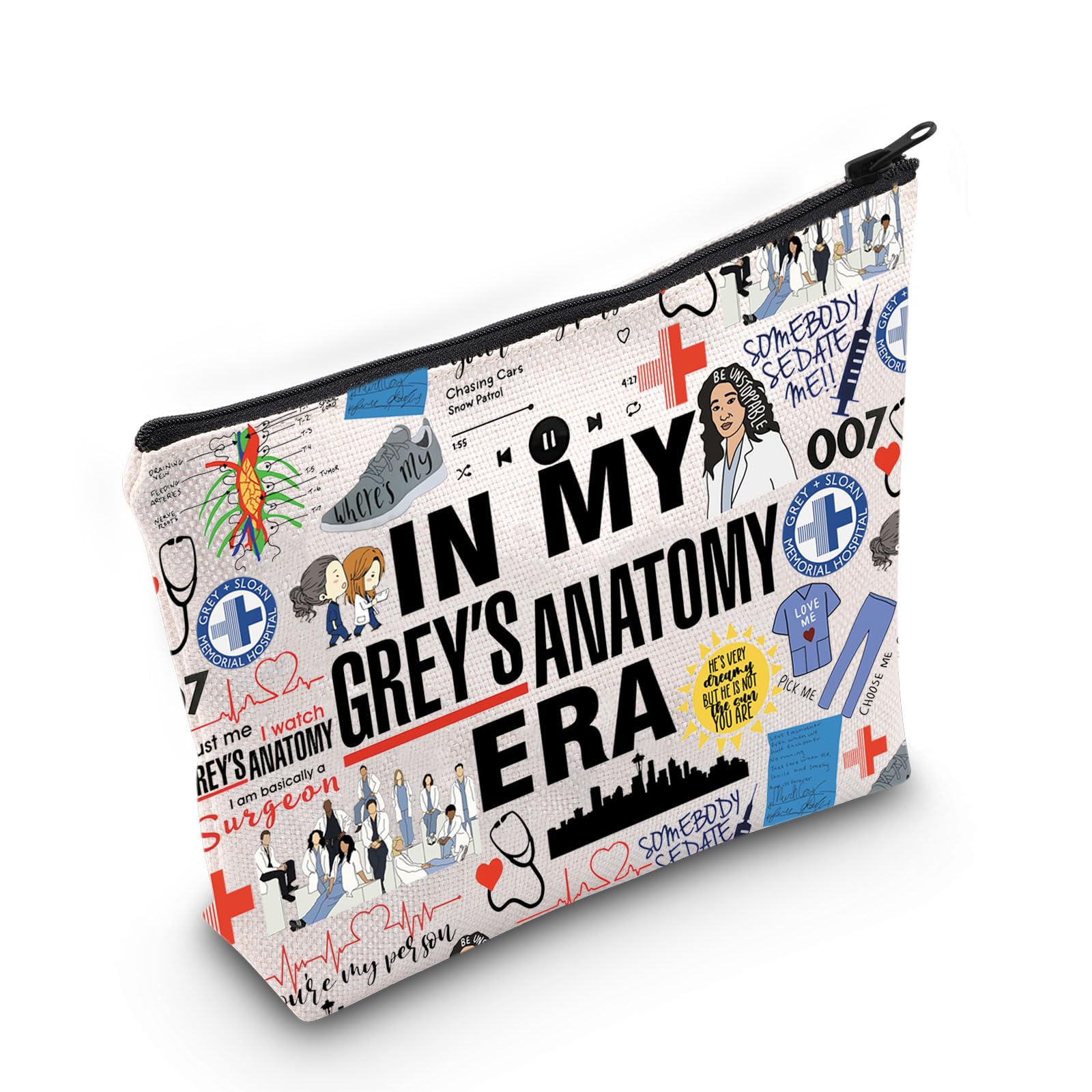 Medical Drama Tv Show Gift in My Grey Era Makeup Bag Doctor Themed Tv Series Gift (Grey’s Bag EU)