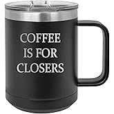 Rogue River Tactical Black Funny Salesman Coffee Is For Closers Stainless Steel Coffee Mug Travel Tumbler With Lid Novelty Cup Great Gift Idea For Realtor Real Estate Sales Salesperson