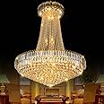 A Million Luxury Crystal Chandelier, 24 Inch Empire Style Gold Chandelier with 8 Lights K9 Crystal Ball Raindrop Pendant Lighting Fixture for Living Room, Dining Room, Foyer, Lobby