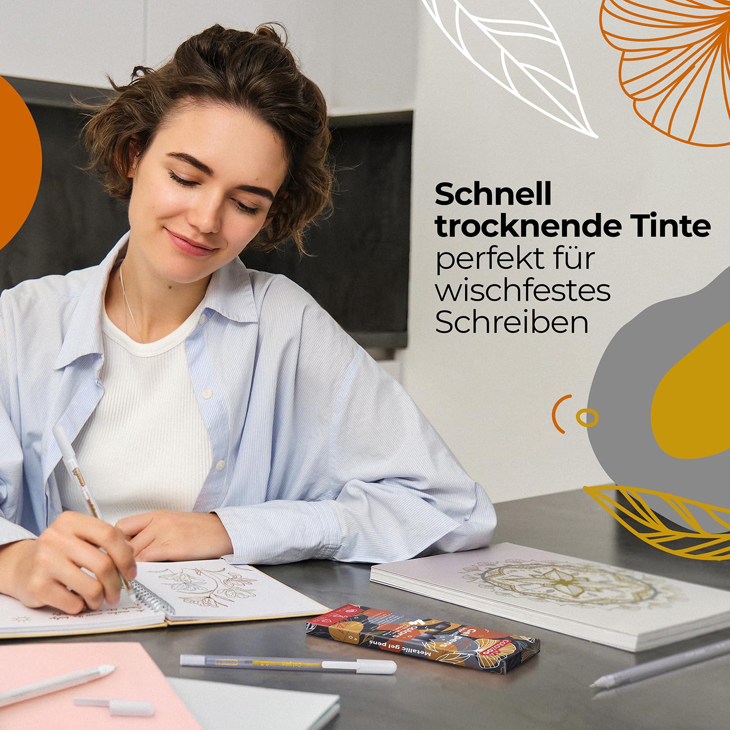 colozoo 4 Metallic Stifte Set 0.8mm Gel Pens | Gelstifte Set - Scrapbook Pen für Schwarzes Papier, Gästebuch Hochzeit Fotoalbum inkl. Gold, Silber, Kupfer & Weiß 6