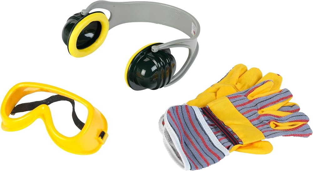 Theo Klein Bosch 3-Part Accessory Set Kids Toy Work Gloves Goggles Ear