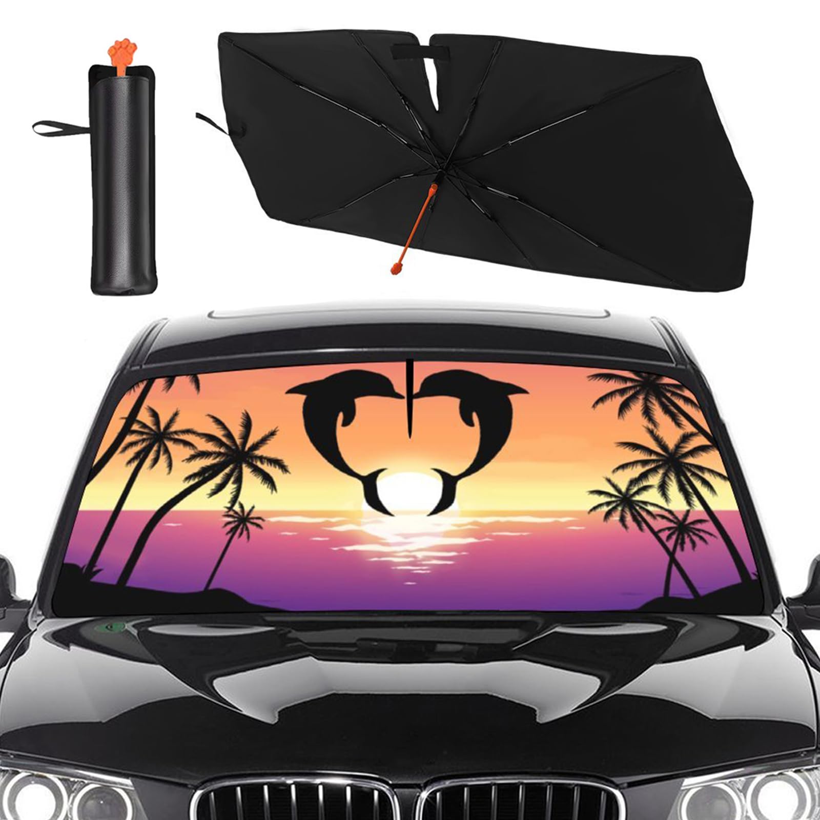 Photo 1 of (Used) 2025 Upgrade Car Windshield Sun Shade Umbrella 5 Layers Nano Coatings Dolphin Love Car Front Window UV 