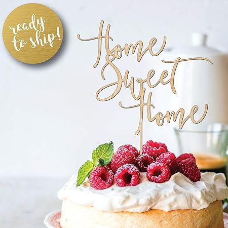 Topper Per Torta Con Scritta In Inglese Home Sweet Home Divertente Decorazione Rustica Per Torte In Legno Amazon It Casa E Cucina