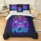 NINENINE Gaming Bedding Sets for Boys, 6PCS Twin Bedding Sets for Boys, Gaming Comforter Sets for Kids (1Comforter,1Flat Sheet,1Fitted Sheet,1Cushion Cover,2Pillowcases)