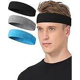 Tanluhu Sweatbands Sport Headbands for Working Out, Execise, Tennis, Basketball, Running - Terry Cloth Athletic Sweat Cotton Headband Outdoor for Men & Women